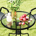 Five-Piece Steel Patio Set with Glass-Top Table - Little and Giant Explorers Outsunny