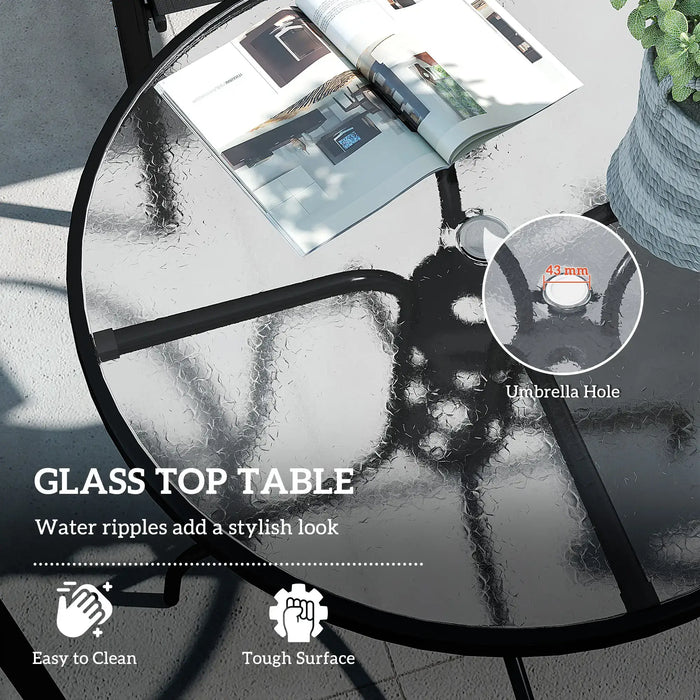 Five-Piece Steel Patio Set with Glass-Top Table - Little and Giant Explorers Outsunny