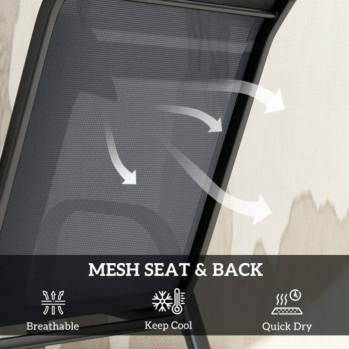 Five-Piece Steel Patio Set with Glass-Top Table - Little and Giant Explorers Outsunny