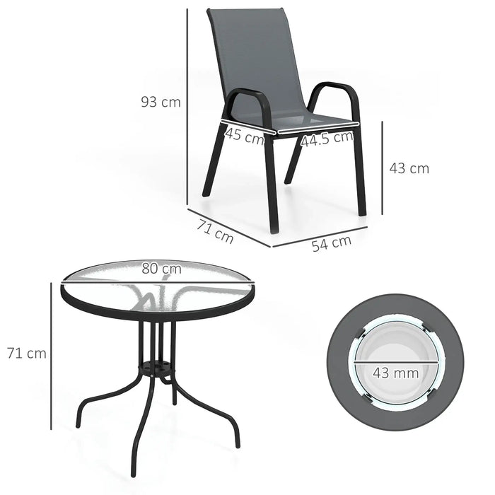 Five-Piece Steel Patio Set with Glass-Top Table - Little and Giant Explorers Outsunny
