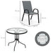 Five-Piece Steel Patio Set with Glass-Top Table - Little and Giant Explorers Outsunny