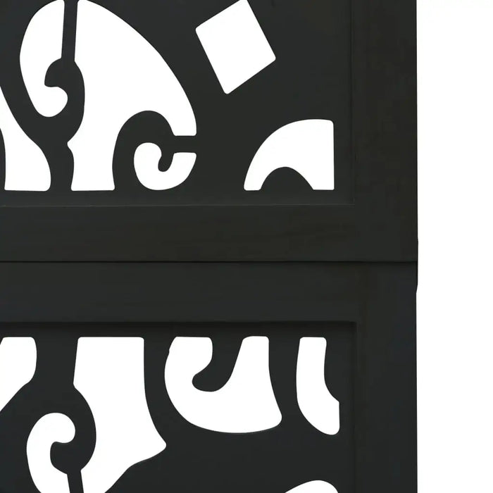 Black metal decorative screen with white cut-out patterns