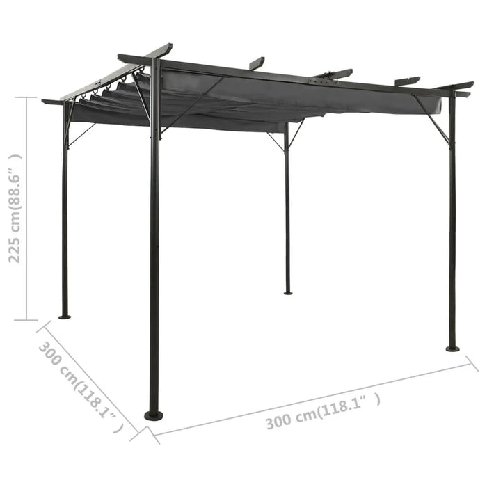 Pergola with Retractable Roof in Anthracite (3 x 3m) Steel 180 g/m² - Little and Giant Explorers vidaXL