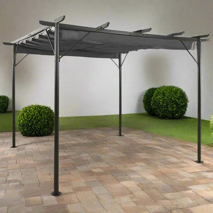 Pergola with Retractable Roof in Anthracite (3 x 3m) Steel 180 g/m² - Little and Giant Explorers vidaXL