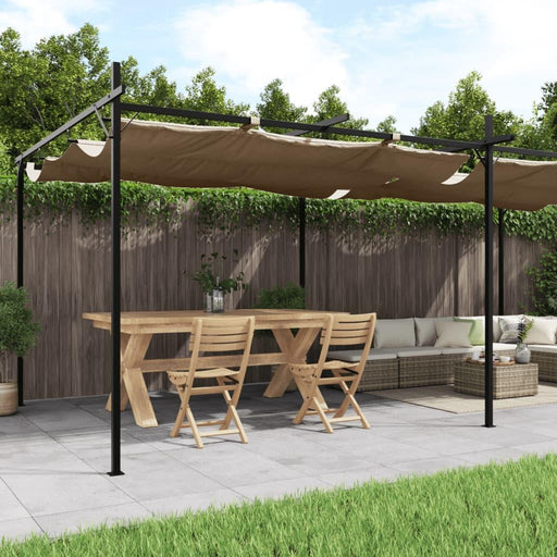 Pergola with Retractable Roof in Taupe (589 x 292 x 207/230cm) - Little and Giant Explorers vidaXL