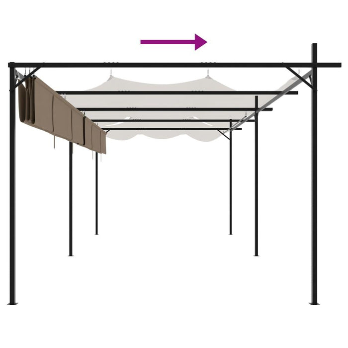 Pergola with Retractable Roof in Taupe (589 x 292 x 207/230cm) - Little and Giant Explorers vidaXL