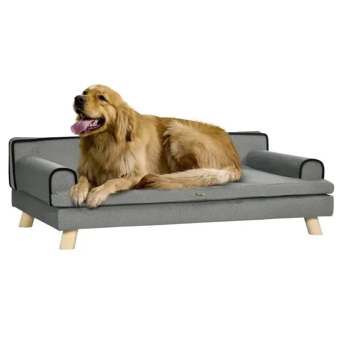 Dog Sofa with Wooden Legs for Medium and Large Dogs - Little and Giant Explorers PawHut