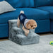Pet Stairs – Light Grey | Flannel 4-Step Dog Steps - Portable and Supportive Design PAWHUT - Little and Giant Explorers PawHut