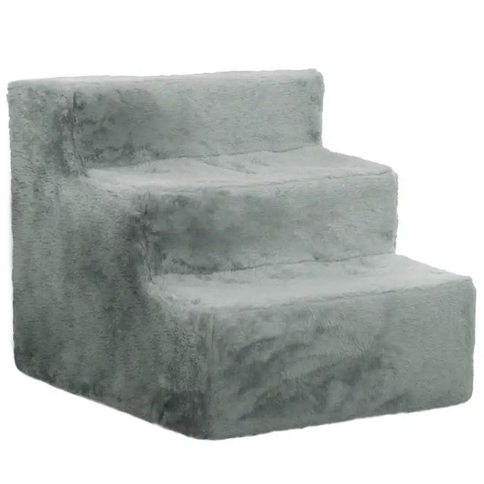 Pet Stairs – Light Grey | Flannel 4-Step Dog Steps - Portable and Supportive Design PAWHUT - Little and Giant Explorers PawHut