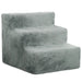 Pet Stairs – Light Grey | Flannel 4-Step Dog Steps - Portable and Supportive Design PAWHUT - Little and Giant Explorers PawHut