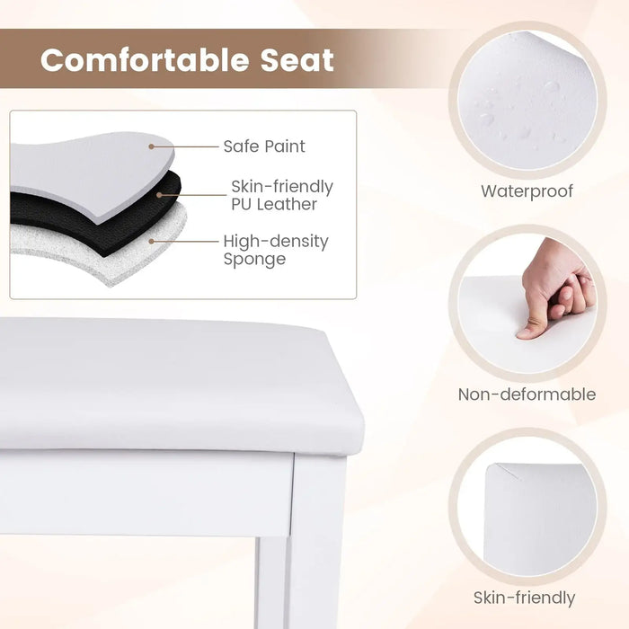 Product image with features of a comfortable seat cushion including safe paint, skin-friendly PU leather, high-density sponge, waterproof, non-deformable, and skin-friendly properties.