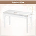 White table with dimensions labeled on a beige background