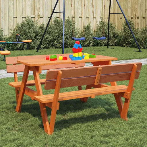 Picnic Table for 4 Kids with Umbrella Hole in Solid Wood Fir