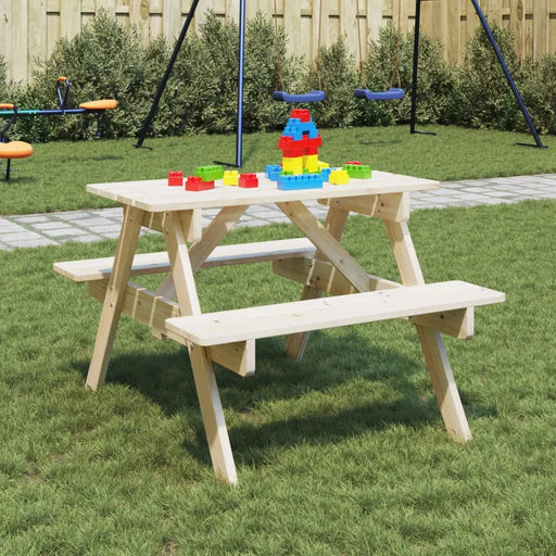 Picnic Table for 4 Kids with Umbrella Hole in Solid Wood Fir - Little and Giant Explorers vidaXL