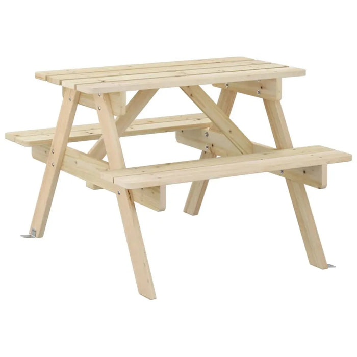 Picnic Table for 4 Kids with Umbrella Hole in Solid Wood Fir - Little and Giant Explorers vidaXL