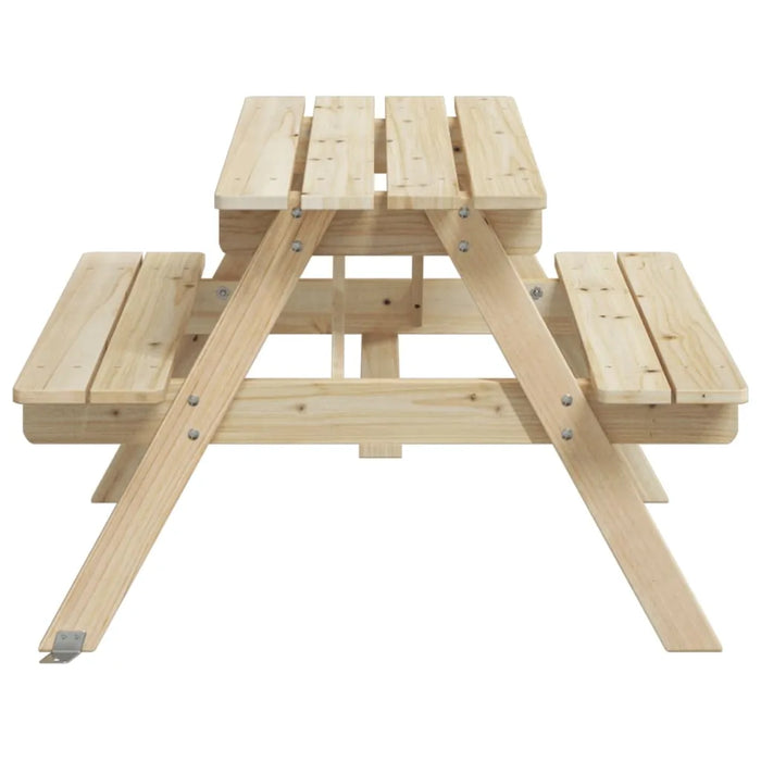 Picnic Table for 4 Kids with Umbrella Hole in Solid Wood Fir - Little and Giant Explorers vidaXL