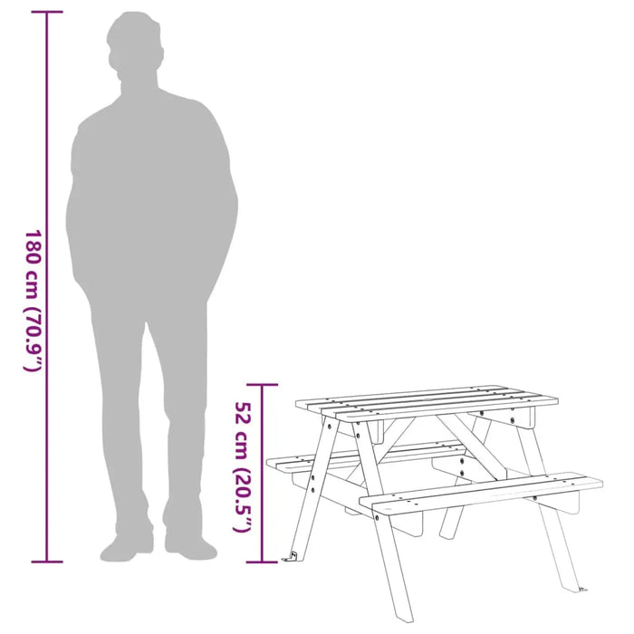 Picnic Table for 4 Kids with Umbrella Hole in Solid Wood Fir - Little and Giant Explorers vidaXL