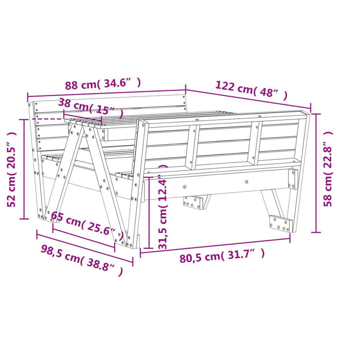 Picnic Table for Kids in Solid Wood Douglas - Little and Giant Explorers vidaXL