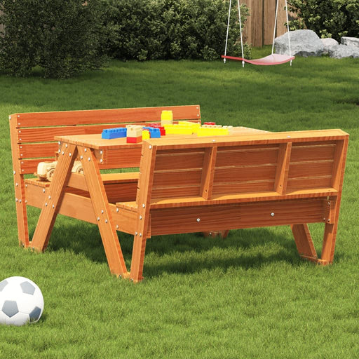 Picnic Table for Kids in Wax Brown and Solid Wood Pine - Little and Giant Explorers vidaXL