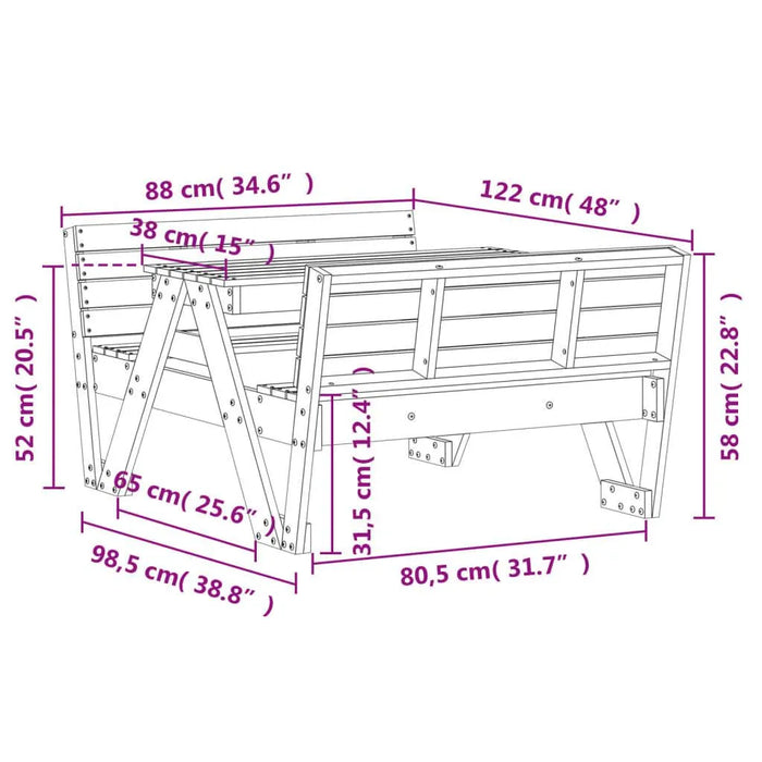 Picnic Table for Kids in Wax Brown and Solid Wood Pine - Little and Giant Explorers vidaXL