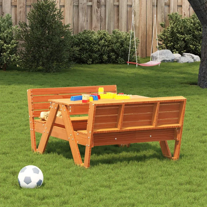 Picnic Table for Kids in Wax Brown and Solid Wood Pine - Little and Giant Explorers vidaXL