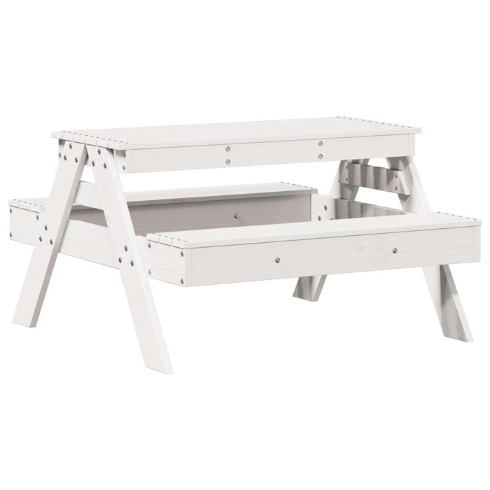 Picnic Table for Kids in White and Solid Wood Pine - Little and Giant Explorers vidaXL