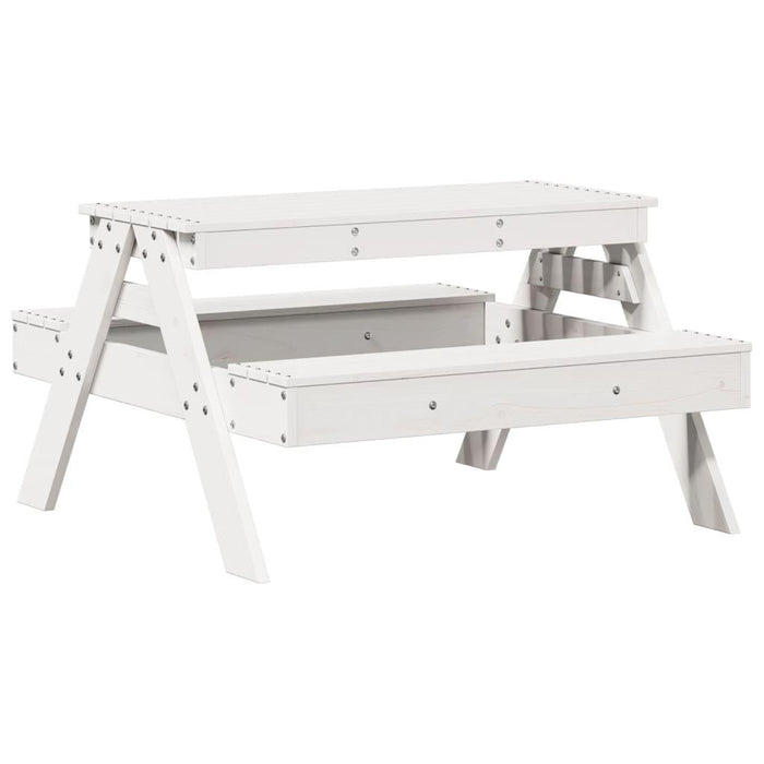 Picnic Table for Kids in White and Solid Wood Pine - Little and Giant Explorers vidaXL