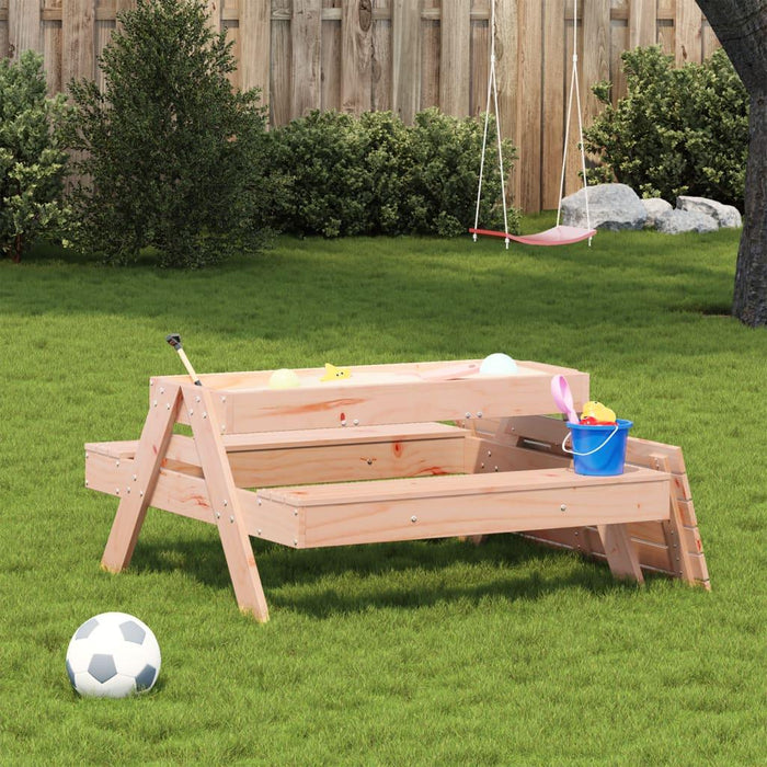 Picnic Table with Sandpit for Kids in Solid Wood Douglas - Little and Giant Explorers vidaXL