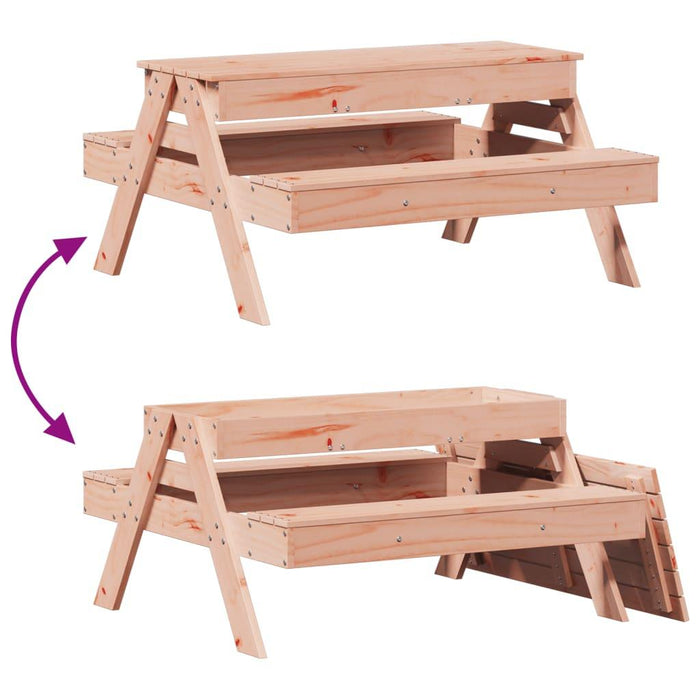 Picnic Table with Sandpit for Kids in Solid Wood Douglas - Little and Giant Explorers vidaXL