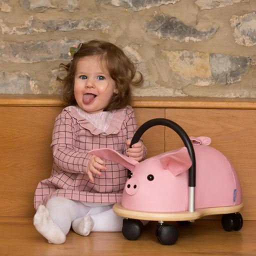 Pig Ride-On Toy – Multi-Directional Castors | Tough Ears, Padded Body - Small and Large Sizes WHEELYBUG - Little and Giant Explorers Wheelybug