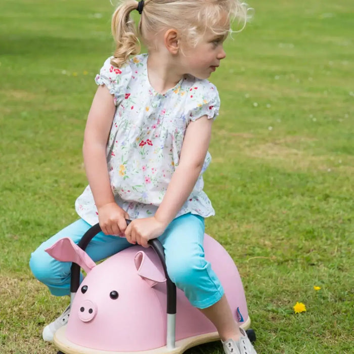 Pig Ride-On Toy – Multi-Directional Castors | Tough Ears, Padded Body - Small and Large Sizes WHEELYBUG - Little and Giant Explorers Wheelybug