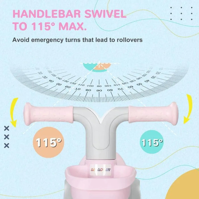 Kids Balance Bike with Adjustable Seat and Silent Wheels in Pink - Little and Giant Explorers AIYAPLAY