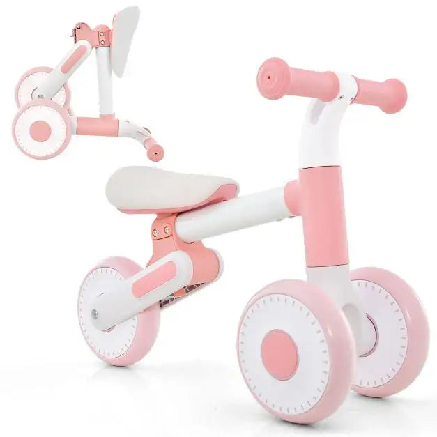 Pink Baby Balance Bike – Foldable | Adjustable Seat and 135° Steering Limit Ages 1–3 COSTWAY - Little and Giant Explorers Costway