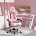 Pink Gamer Chair with Lumbar Support, Footrest, Headrest and Adjustable Height - Little and Giant Explorers Vinsetto