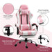 Pink Gamer Chair with Lumbar Support, Footrest, Headrest and Adjustable Height - Little and Giant Explorers Vinsetto