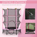 Kids Trampoline with Safety Net | Pink with Spring-Free Bungee Design - Little and Giant Explorers HOMCOM