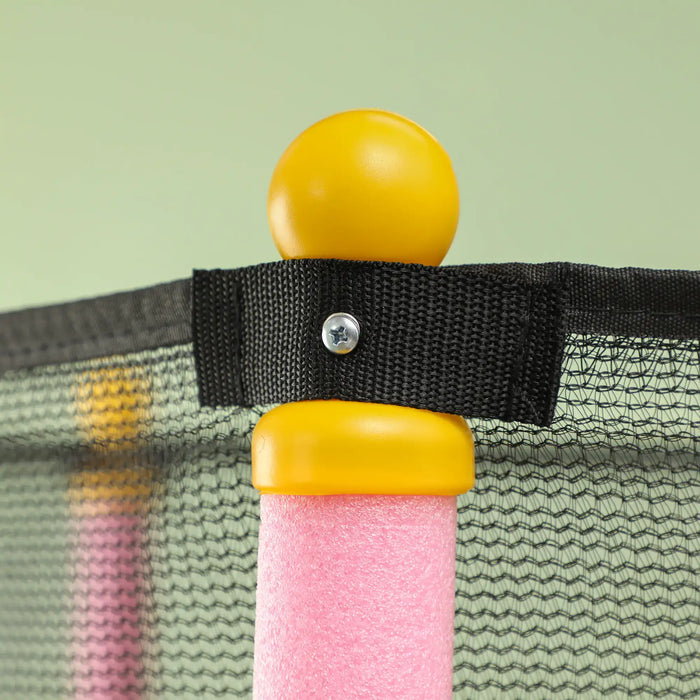 Kids Trampoline with Safety Net | Pink with Spring-Free Bungee Design - Little and Giant Explorers HOMCOM