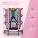 Kids Trampoline with Safety Net | Pink with Spring-Free Bungee Design - Little and Giant Explorers HOMCOM