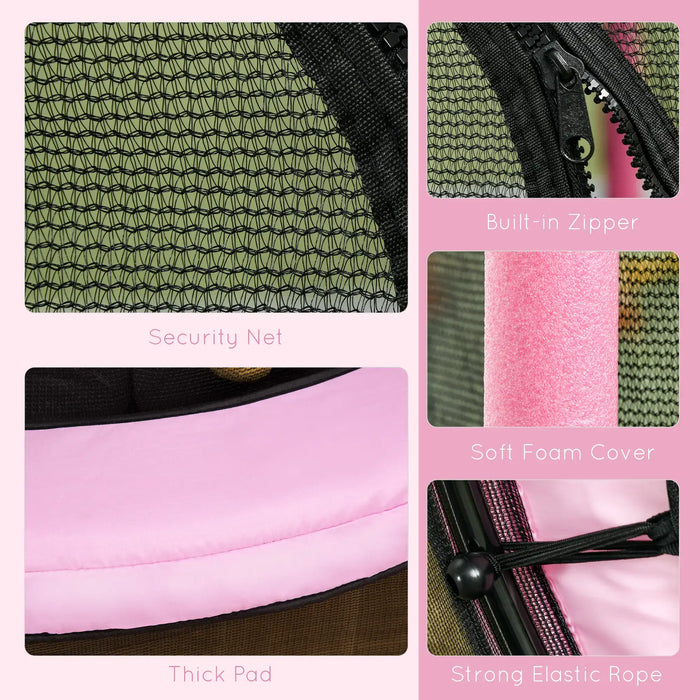 Kids Trampoline with Safety Net | Pink with Spring-Free Bungee Design - Little and Giant Explorers HOMCOM
