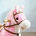 Pink Rocking Horse with Music, Hoof Beats, Horse Neighs and Saddle - Little and Giant Explorers HOMCOM