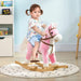 Pink Rocking Horse with Music, Hoof Beats, Horse Neighs and Saddle - Little and Giant Explorers HOMCOM