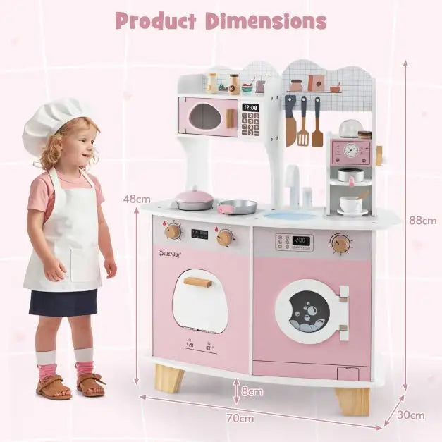 Wooden Kids Kitchen Playset | Coffee Arts and Complete Kitchen Experience - Little and Giant Explorers Costway