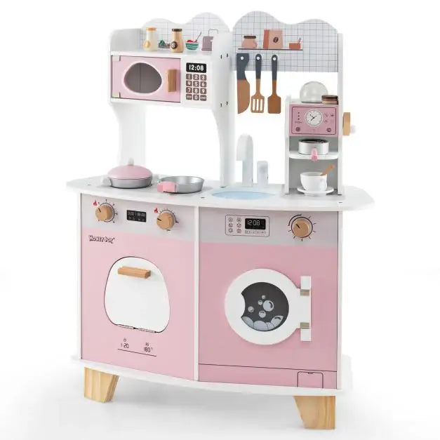 Wooden Kids Kitchen Playset | Coffee Arts and Complete Kitchen Experience - Little and Giant Explorers Costway
