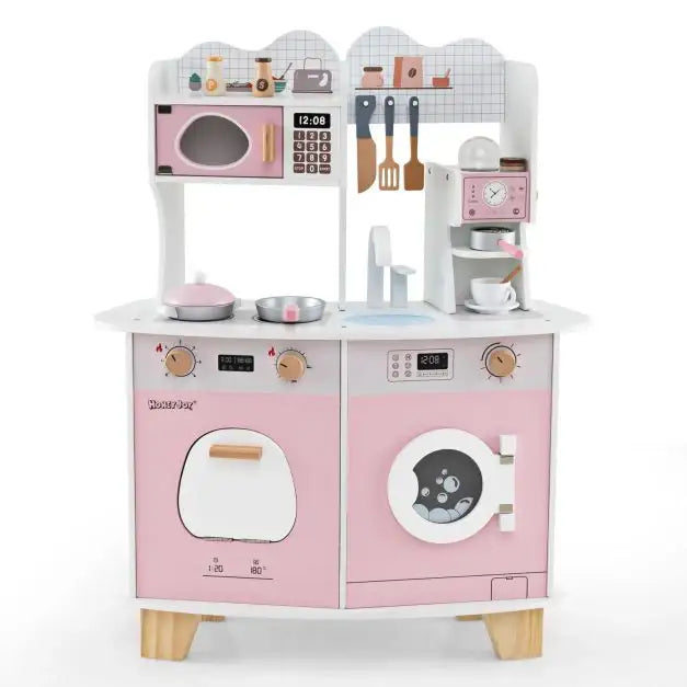Wooden Kids Kitchen Playset | Coffee Arts and Complete Kitchen Experience - Little and Giant Explorers Costway