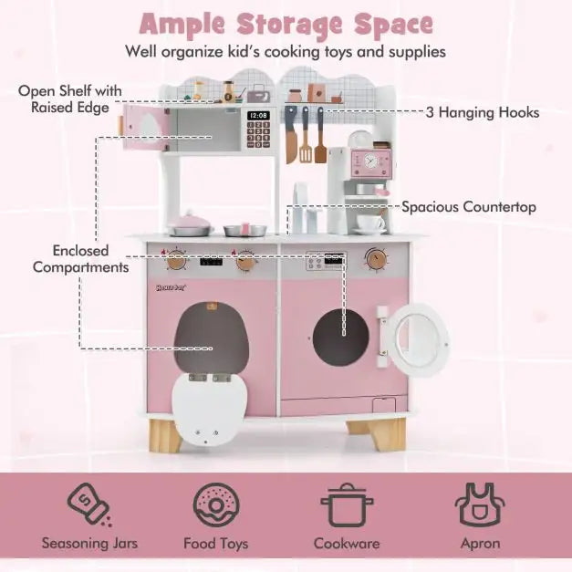 Wooden Kids Kitchen Playset | Coffee Arts and Complete Kitchen Experience - Little and Giant Explorers Costway