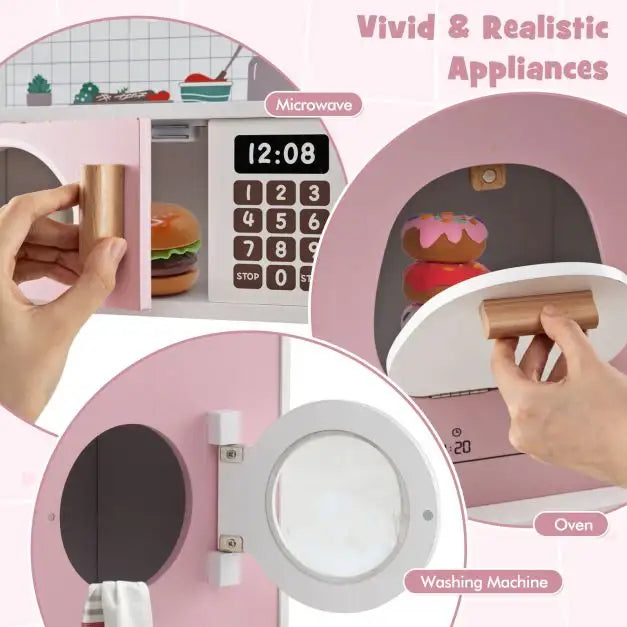 Wooden Kids Kitchen Playset | Coffee Arts and Complete Kitchen Experience - Little and Giant Explorers Costway