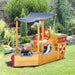 Pirate Ship Wooden Sandbox with Canopy, Bench Seat and Storage Space - Little and Giant Explorers Outsunny