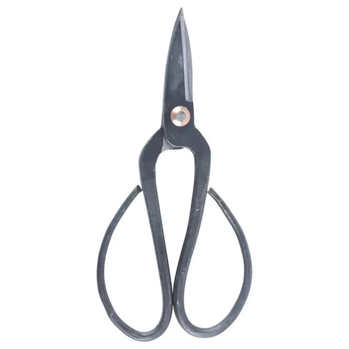 Black steel garden pruning scissors with looped handles on a white background