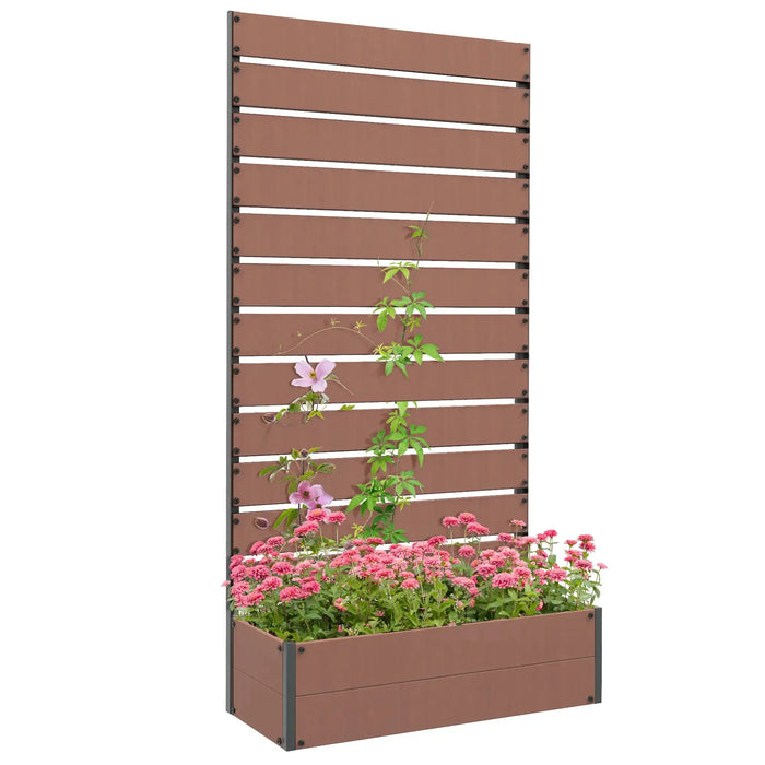 Planter with Trellis for Climbing Plants in Light Brown - Little and Giant Explorers Outsunny