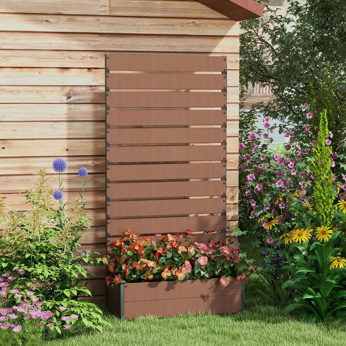 Planter with Trellis for Climbing Plants in Light Brown - Little and Giant Explorers Outsunny